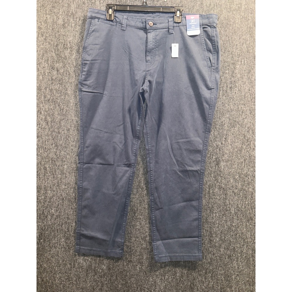 George Slim Fit Chino Pants Mens 40x30 Blue Cove New Stretch Flat Front Trousers